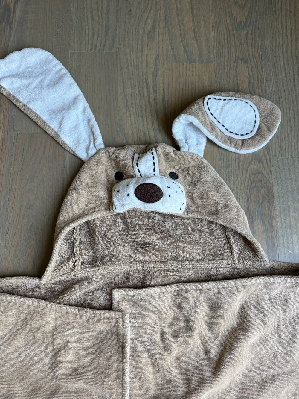 Pottery Barn Kids Bunny and Dog Hooded Towels - Grey and Brown